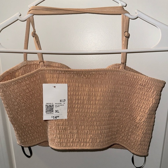 Tan Ribbed Crop Top - Picture 2 of 2